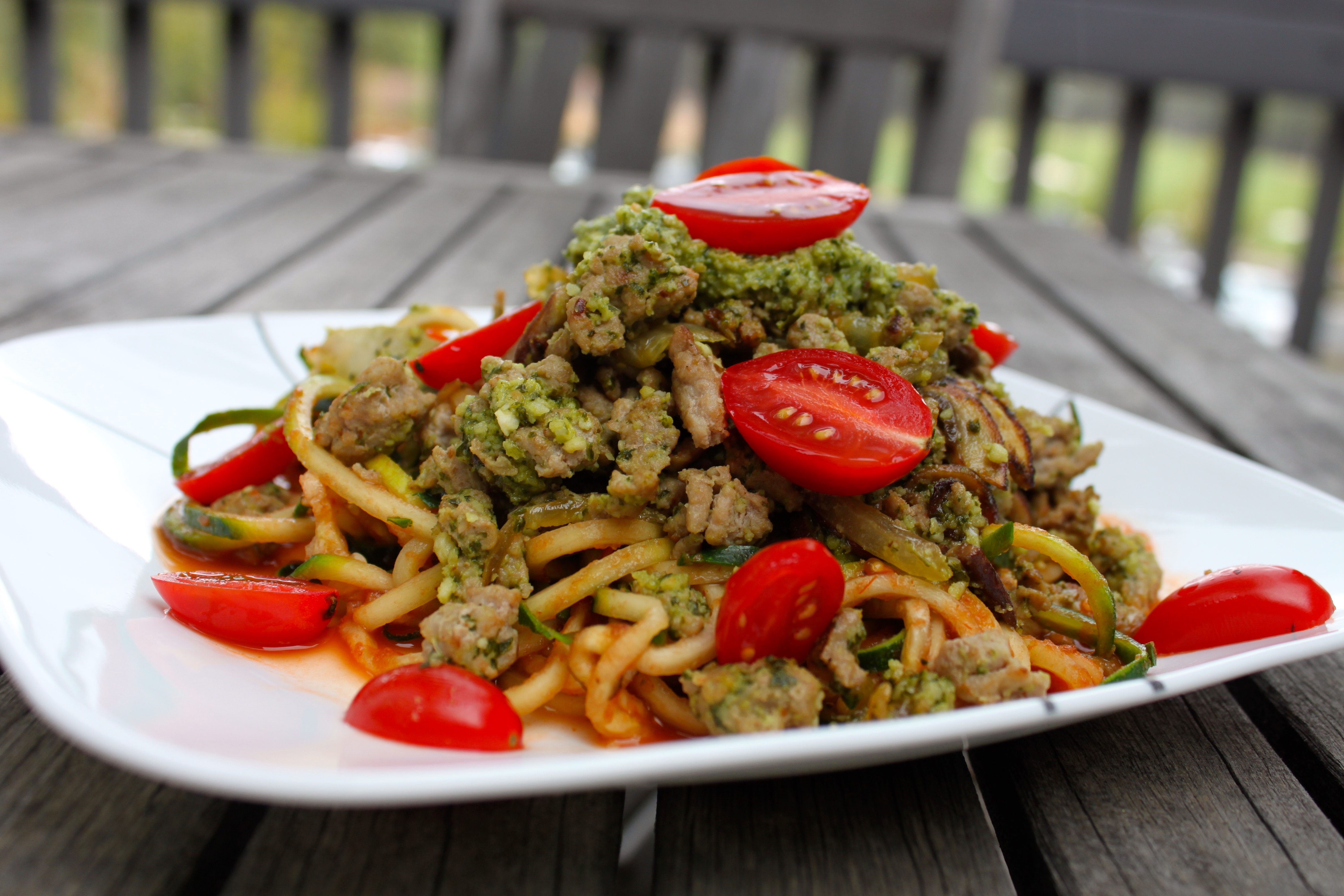Weeknight Comfort: Zoodles with Pesto Ground Turkey